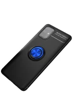 Newface Samsung Galaxy M31S Kılıf Range Yüzüklü Silikon - Siyah-Mavi