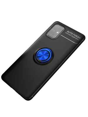 Newface Samsung Galaxy M31S Kılıf Range Yüzüklü Silikon - Siyah-Mavi