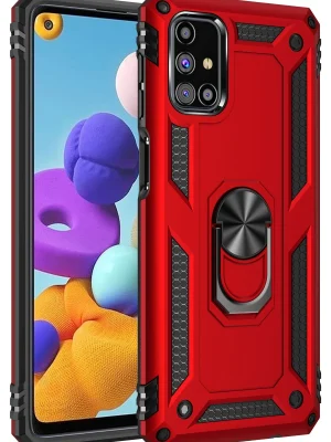 Newface Samsung Galaxy M31S Kılıf Sofya Yüzüklü Silikon Kapak - Kırmızı