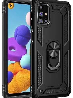 Newface Samsung Galaxy M31S Kılıf Sofya Yüzüklü Silikon Kapak - Siyah