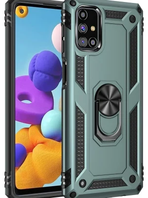 Newface Samsung Galaxy M31S Kılıf Sofya Yüzüklü Silikon Kapak - Yeşil