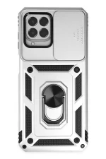 Newface Samsung Galaxy M33 Kılıf Pars Lens Yüzüklü Silikon - Gümüş