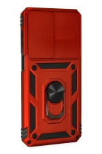 Newface Samsung Galaxy M33 Kılıf Pars Lens Yüzüklü Silikon - Kırmızı - Görsel 2