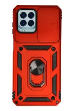 Newface Samsung Galaxy M33 Kılıf Pars Lens Yüzüklü Silikon - Kırmızı