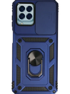 Newface Samsung Galaxy M33 Kılıf Pars Lens Yüzüklü Silikon - Lacivert