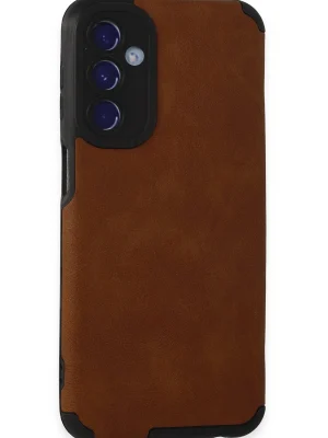 Newface Samsung Galaxy M34 5G Kılıf Loop Deri Silikon - Kahverengi