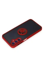 Newface Samsung Galaxy M34 5G Kılıf Montreal Yüzüklü Silikon Kapak - Kırmızı - Görsel 3