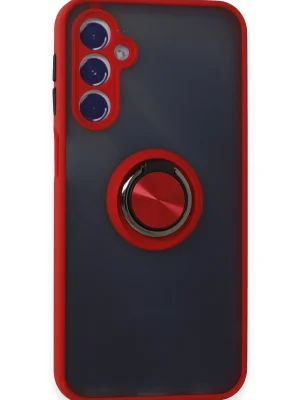 Newface Samsung Galaxy M34 5G Kılıf Montreal Yüzüklü Silikon Kapak - Kırmızı