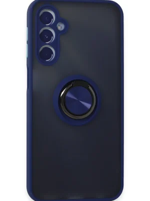 Newface Samsung Galaxy M34 5G Kılıf Montreal Yüzüklü Silikon Kapak - Lacivert