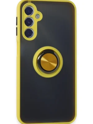 Newface Samsung Galaxy M34 5G Kılıf Montreal Yüzüklü Silikon Kapak - Sarı