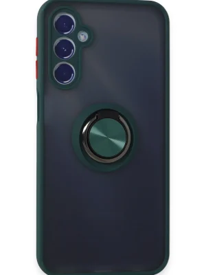 Newface Samsung Galaxy M34 5G Kılıf Montreal Yüzüklü Silikon Kapak - Yeşil