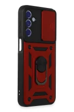 Newface Samsung Galaxy M34 5G Kılıf Pars Lens Yüzüklü Silikon - Kırmızı - Görsel 2