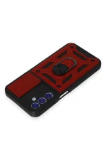 Newface Samsung Galaxy M34 5G Kılıf Pars Lens Yüzüklü Silikon - Kırmızı - Görsel 4