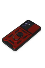 Newface Samsung Galaxy M34 5G Kılıf Pars Lens Yüzüklü Silikon - Kırmızı - Görsel 5