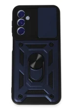 Newface Samsung Galaxy M34 5G Kılıf Pars Lens Yüzüklü Silikon - Lacivert