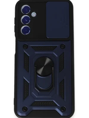 Newface Samsung Galaxy M34 5G Kılıf Pars Lens Yüzüklü Silikon - Lacivert