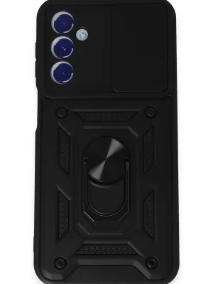 Newface Samsung Galaxy M34 5G Kılıf Pars Lens Yüzüklü Silikon - Siyah