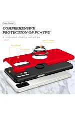 Newface Samsung Galaxy M51 Kılıf Elit Yüzüklü Kapak - Kırmızı - Görsel 2