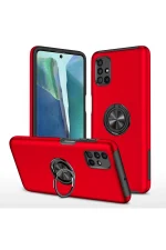 Newface Samsung Galaxy M51 Kılıf Elit Yüzüklü Kapak - Kırmızı