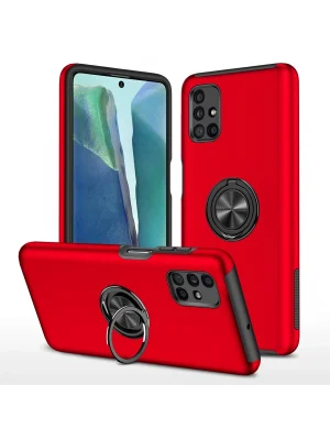 Newface Samsung Galaxy M51 Kılıf Elit Yüzüklü Kapak - Kırmızı