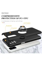 Newface Samsung Galaxy M51 Kılıf Elit Yüzüklü Kapak - Siyah - Görsel 2