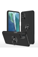 Newface Samsung Galaxy M51 Kılıf Elit Yüzüklü Kapak - Siyah
