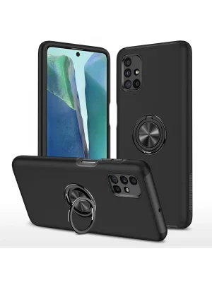 Newface Samsung Galaxy M51 Kılıf Elit Yüzüklü Kapak - Siyah