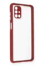 Newface Samsung Galaxy M51 Kılıf Miami Şeffaf Silikon - Fuşya