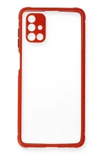 Newface Samsung Galaxy M51 Kılıf Miami Şeffaf Silikon - Kırmızı - Görsel 2