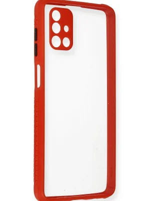 Newface Samsung Galaxy M51 Kılıf Miami Şeffaf Silikon - Kırmızı