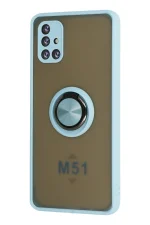 Newface Samsung Galaxy M51 Kılıf Montreal Yüzüklü Silikon Kapak - Buz Mavi - Görsel 2