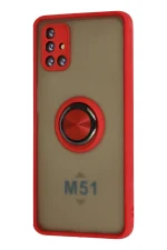 Newface Samsung Galaxy M51 Kılıf Montreal Yüzüklü Silikon Kapak - Kırmızı - Görsel 2