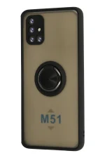 Newface Samsung Galaxy M51 Kılıf Montreal Yüzüklü Silikon Kapak - Siyah - Görsel 2