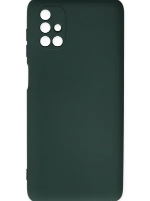 Newface Samsung Galaxy M51 Kılıf Nano içi Kadife Silikon - Koyu Yeşil