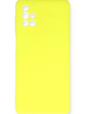 Newface Samsung Galaxy M51 Kılıf Nano içi Kadife Silikon - Sarı