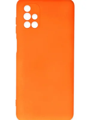 Newface Samsung Galaxy M51 Kılıf Nano içi Kadife Silikon - Turuncu