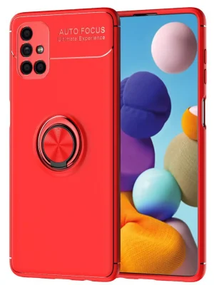 Newface Samsung Galaxy M51 Kılıf Range Yüzüklü Silikon - Kırmızı