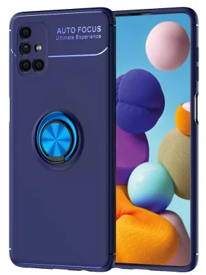 Newface Samsung Galaxy M51 Kılıf Range Yüzüklü Silikon - Mavi