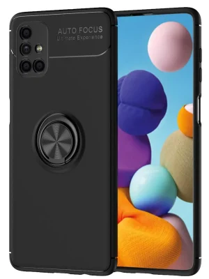Newface Samsung Galaxy M51 Kılıf Range Yüzüklü Silikon - Siyah