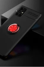 Newface Samsung Galaxy M51 Kılıf Range Yüzüklü Silikon - Siyah-Kırmızı - Görsel 2