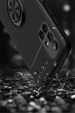 Newface Samsung Galaxy M51 Kılıf Range Yüzüklü Silikon - Siyah-Kırmızı - Görsel 6