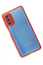 Newface Samsung Galaxy M52 5G Kılıf Miami Şeffaf Silikon - Kırmızı - Görsel 2