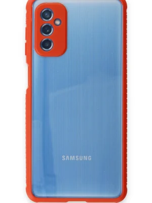 Newface Samsung Galaxy M52 5G Kılıf Miami Şeffaf Silikon - Kırmızı