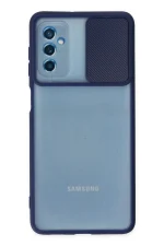 Newface Samsung Galaxy M52 5G Kılıf Palm Buzlu Kamera Sürgülü Silikon - Lacivert