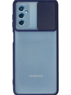 Newface Samsung Galaxy M52 5G Kılıf Palm Buzlu Kamera Sürgülü Silikon - Lacivert