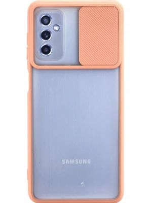 Newface Samsung Galaxy M52 5G Kılıf Palm Buzlu Kamera Sürgülü Silikon - Pembe
