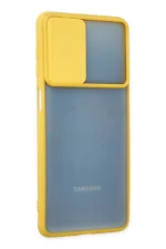 Newface Samsung Galaxy M52 5G Kılıf Palm Buzlu Kamera Sürgülü Silikon - Sarı - Görsel 2