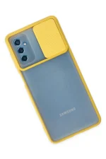 Newface Samsung Galaxy M52 5G Kılıf Palm Buzlu Kamera Sürgülü Silikon - Sarı - Görsel 3