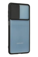 Newface Samsung Galaxy M52 5G Kılıf Palm Buzlu Kamera Sürgülü Silikon - Siyah - Görsel 2