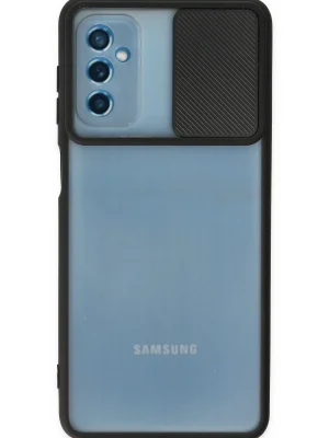 Newface Samsung Galaxy M52 5G Kılıf Palm Buzlu Kamera Sürgülü Silikon - Siyah